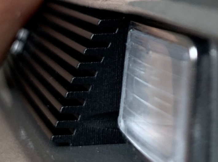 1:8 BTTF DeLorean Front Grille 3d printed Side details, showing accurate fins