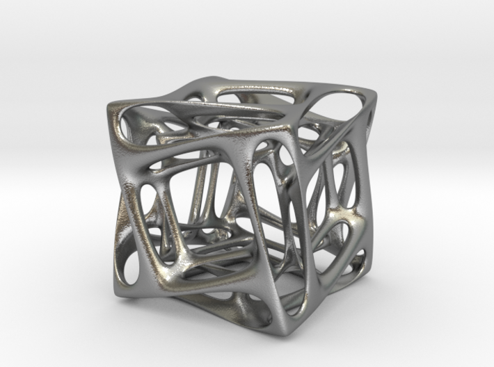 Duality Cube Silver 3d printed
