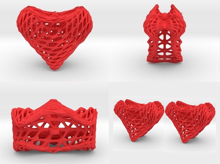 Sine Surface Heart Earring (002a) 3d printed