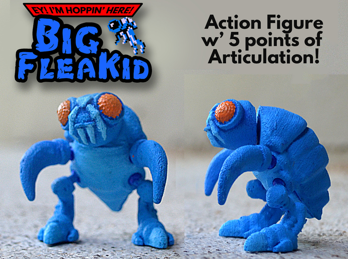 Big FleaKid Action Figure 3d printed Hand painted white versatile print