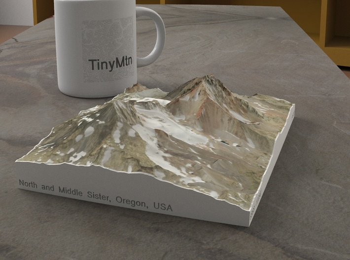 North and Middle Sister, Oregon, USA, 1:25000 3d printed 