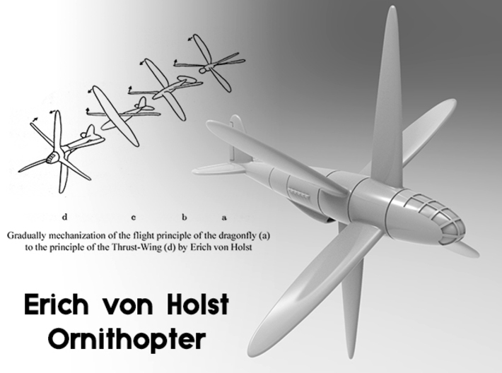 (1:144) Eric von Holst's Ornithopter (Sprued parts 3d printed