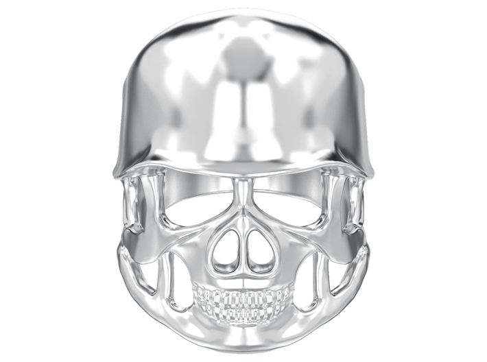 Skull in helmet biker ring 3d printed