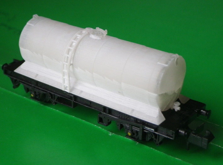 BR MMB Milk Tank Wagon TSV 3d printed Unpainted. On Peco 15ft chassis.