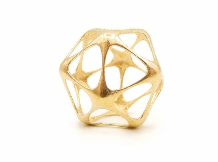 Icosahedron Pendant - Yin - Platonic Solids 3d printed Icosahedron Pendant - Natural Brass