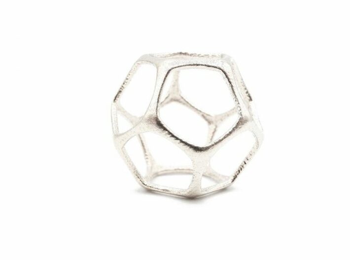 Dodecahedron Pendant - Yin - Platonic Solids 3d printed Dodecahedron Pendant - Silver