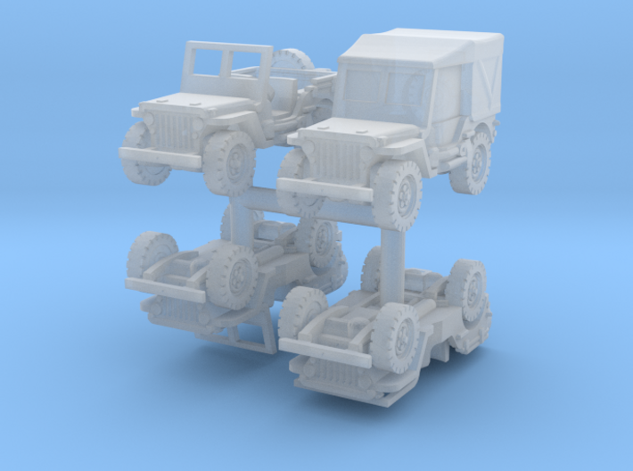 Jeep Willys set (x4) 1/200 3d printed