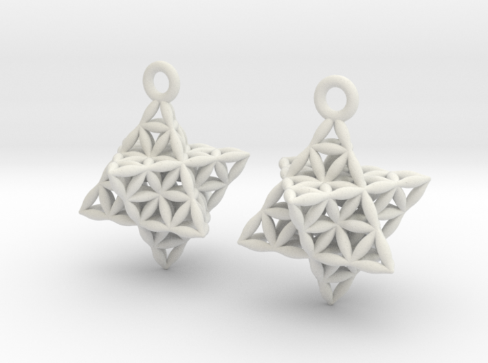 Flower Of Life Star Tetrahedron Earrings 3d printed