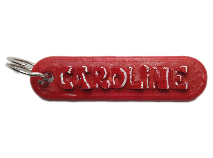 CAROLINE Personalized keychain embossed letters 3d printed
