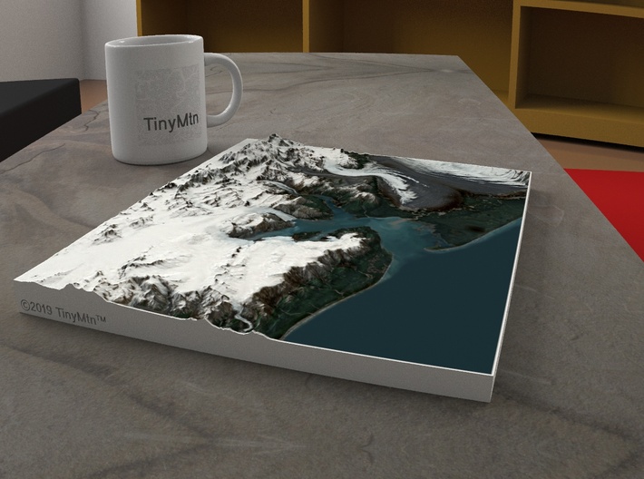 Icy Bay, Alaska, USA, 1:300000 3d printed 