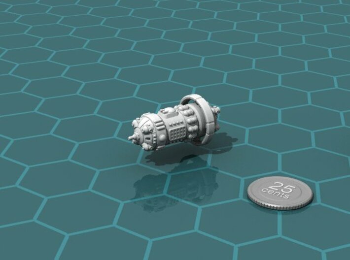 Rabbit Missile Cruiser 3d printed Render of the model, with a virtual quarter for scale.