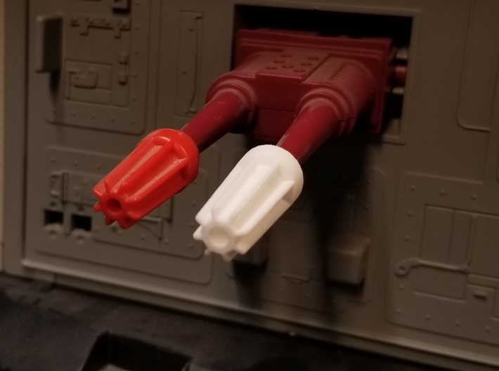 Terror Drome Cannon Tips (Small and Large, 4 each) 3d printed NOTE: Part length has been corrected, this version was slightly too long.