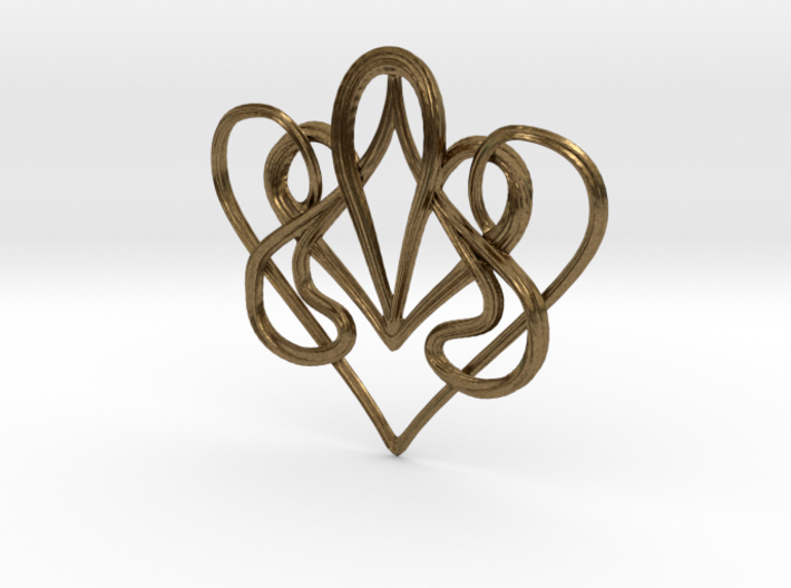 Nouveau Swirl Heart Pendant 3d printed