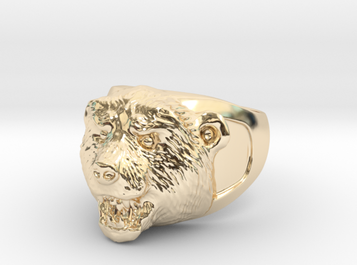 Grizzly bear ring 3d printed