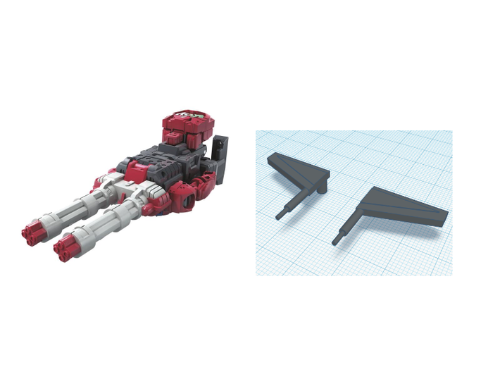 Micronus Prime Cloudburst Parts 3d printed Wing attachments to turn gun into a jet