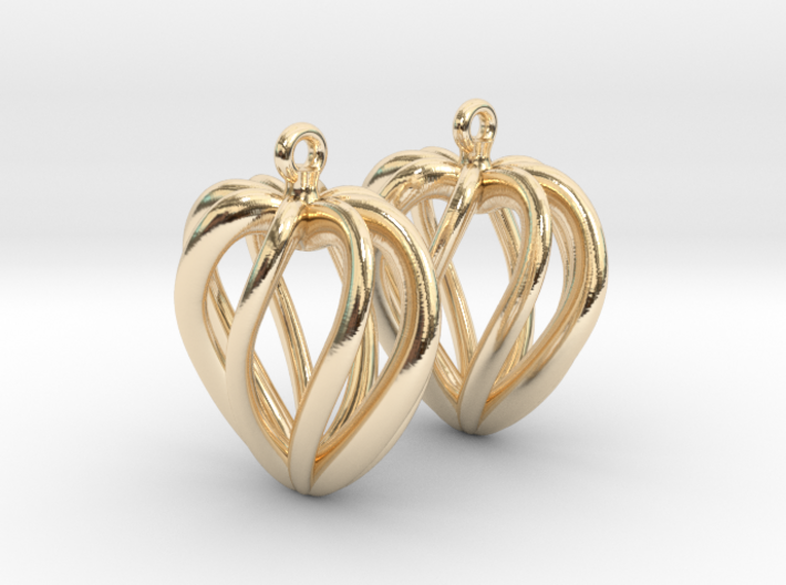 Heart Cage Earrings 3d printed
