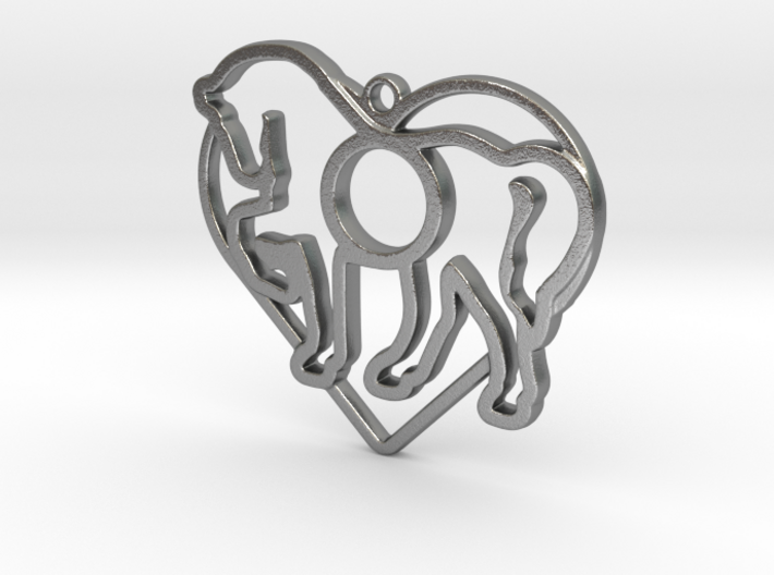 horse &amp; heart intertwined pendant 3d printed