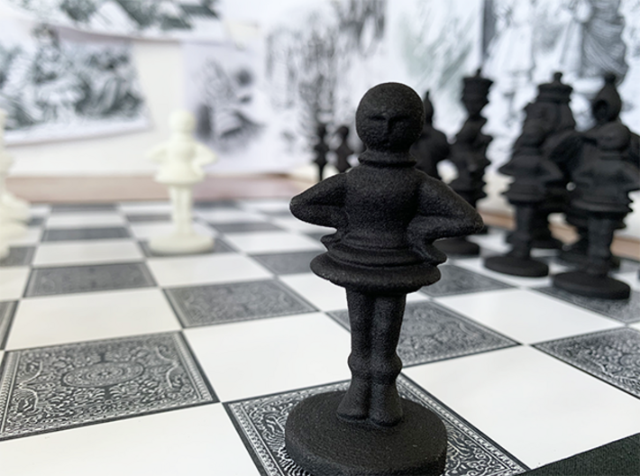 PAWN- Alice's Adventures in Wonderland 3d printed Black Pawn (front)