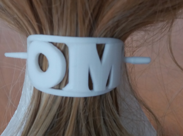 OM Personalized Oval Hair Stick Barrete 54x30mm 3d printed 