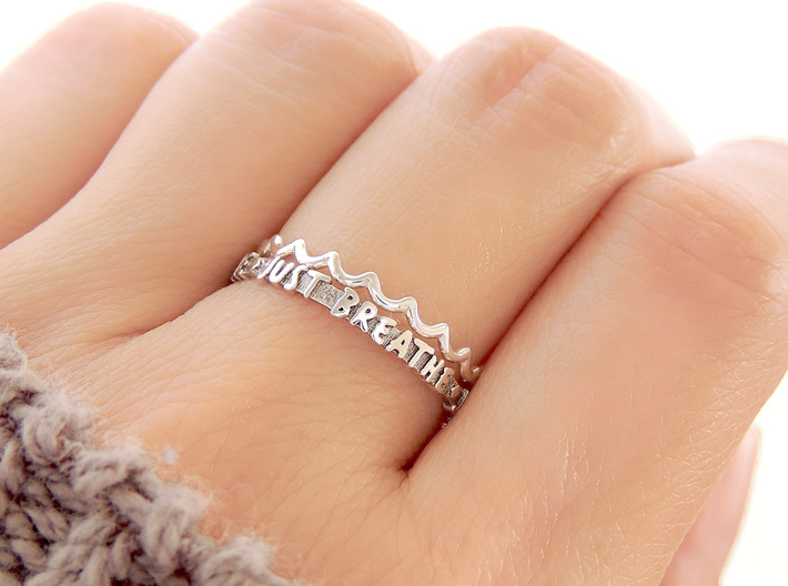Just Breathe Ring (Multiple Sizes) 3d printed ‘Just Breathe’ and Water Ripple Rings Stacked