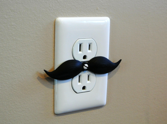 Mustache shaped outlet cover 3d printed