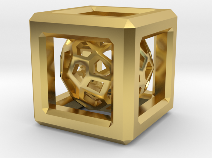 Faceted dome inside a cube 3d printed