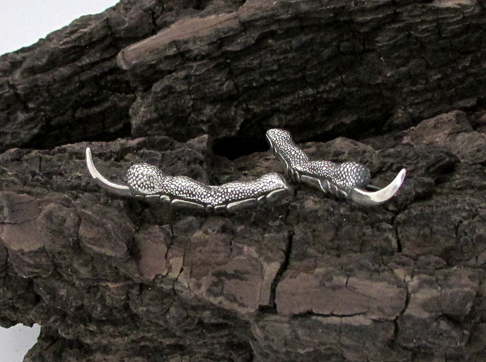Raven Claw Talon Ear Climber Earrings 3d printed Raven claw ear climbers in antique silver