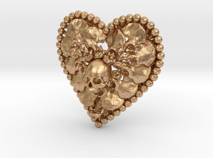 Human Skull Pendant Jewelry Necklace, Heart Bone 3d printed