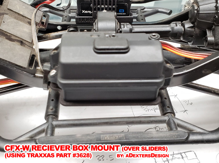 CFX-W  RECEIVER BOX MOUNT 3d printed In its Place, away from the body, protected from rocks and dust from below.