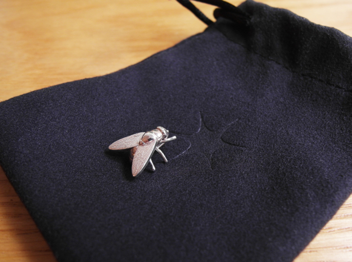 Fly Necklace 3d printed Polished Silver