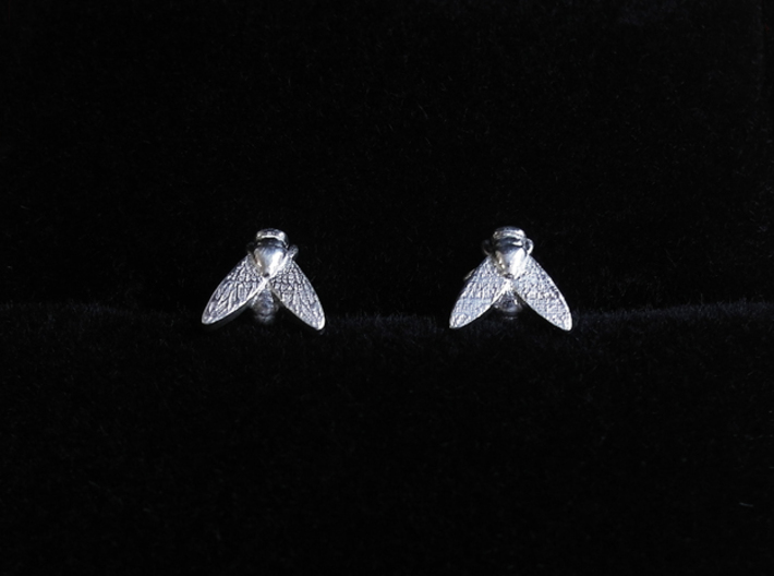 Fly Earring 3d printed Polished Silver