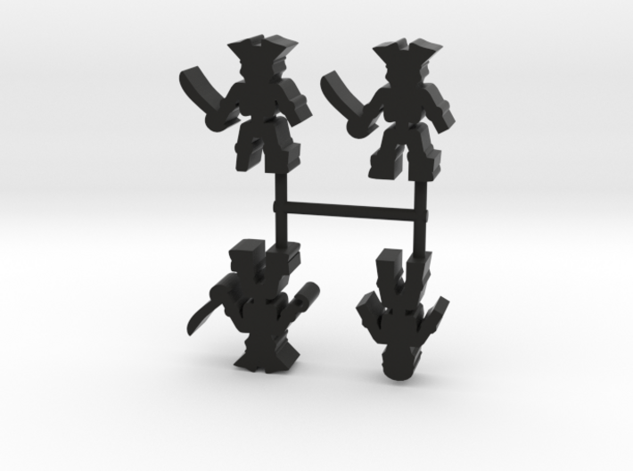 Pirate Skeleton Meeple, mixed, 4-set 3d printed
