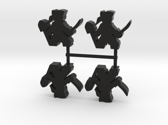 Pirate Meeple, sword and shovel, 4-set 3d printed