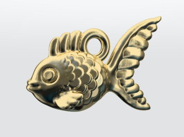 Pendant: 'Goldfish' 3d printed 