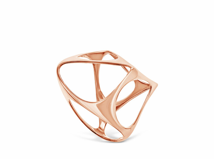 SquareSpace Ring 3d printed Rose Gold Plated Brass