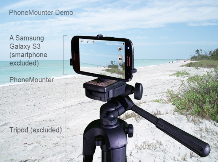 Realme X2 Pro tripod &amp; stabilizer mount 3d printed A demo Samsung Galaxy S3 mounted on a tripod with PhoneMounter