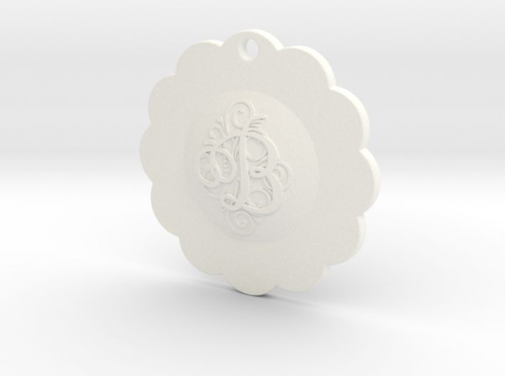 Good Omens Beelzebub cosplay brooch pendant &quot;B&quot; 3d printed smooth white plastic to paint