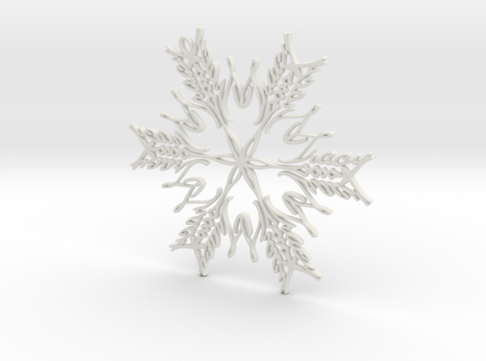 Tracy snowflake ornament 3d printed 