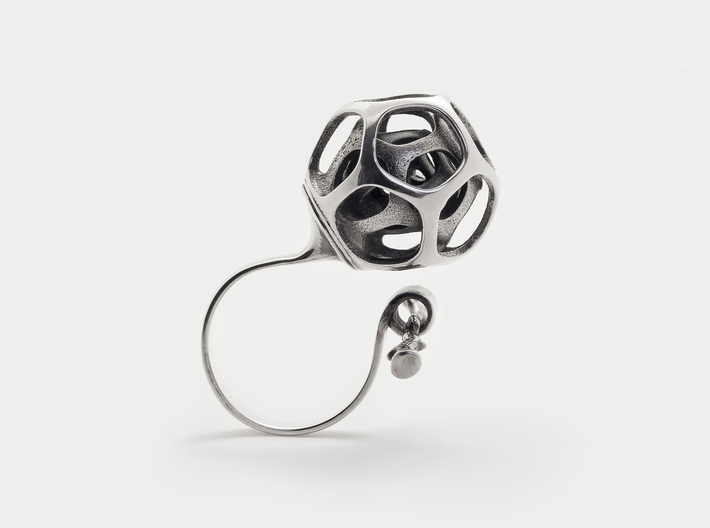 Ball/Twig Ring Meditation Anti Anxiety Statement 3d printed Sterling Silver Statement Designer Ring