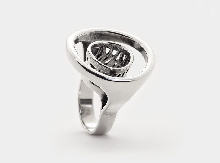 Infinity Open Circle Ring .Minimalist Statement 3d printed Infinite Symbol Sterling Silver Ring
