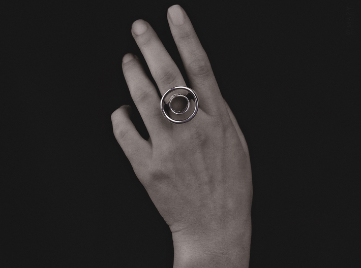 Infinity Open Circle Ring .Minimalist Statement 3d printed Karma Ring in Sterling Silver, Designer Jewellery