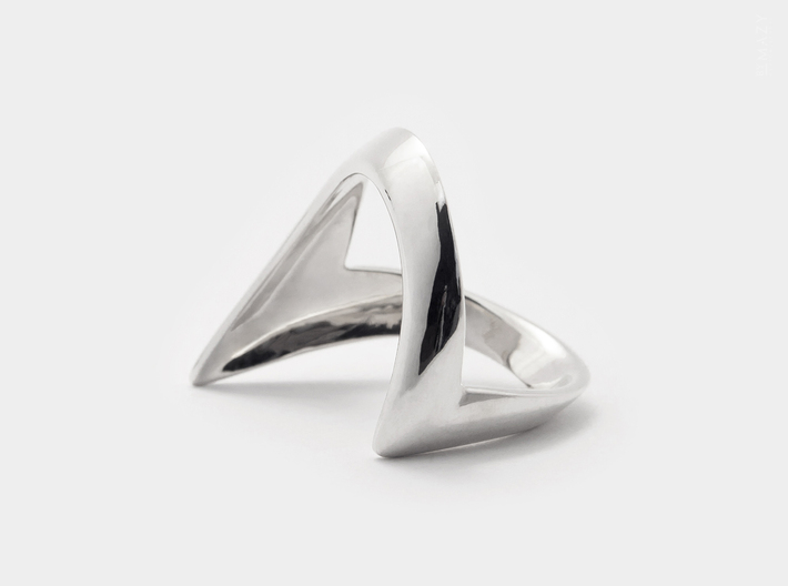 Wishbone Ring .Silver Point V Shape Chevron Band 3d printed Make a Wish Stacking Jewellery byMazy
