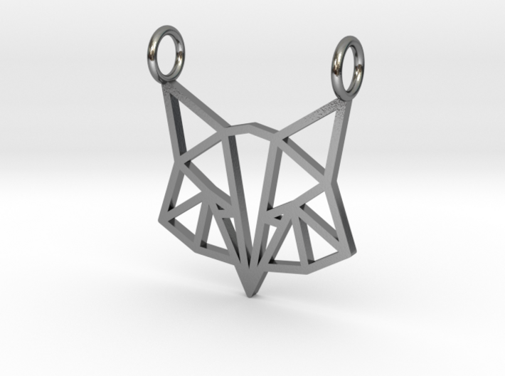 GG3D-019 3d printed Geometric origami fox head pendant