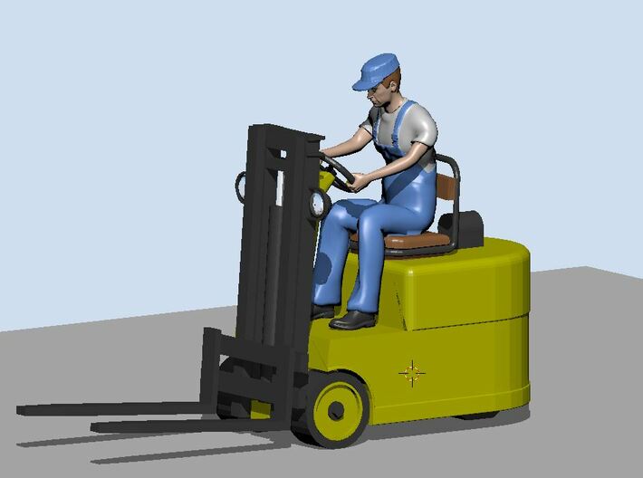 Forklift with Figure HO scale 3d printed Render