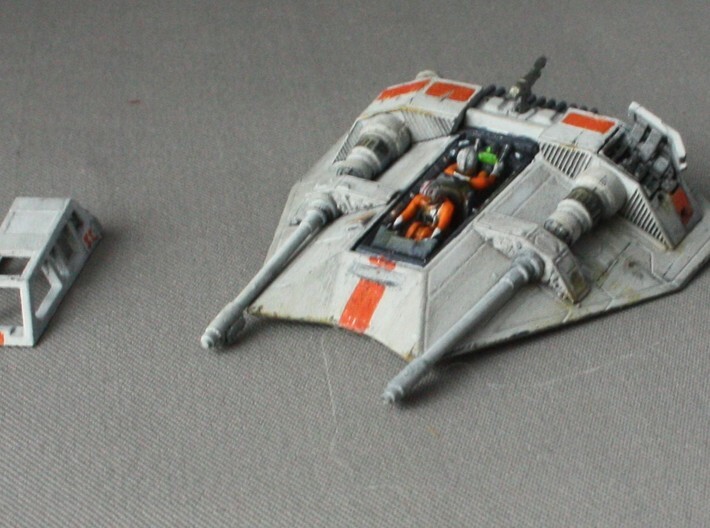 2x Snow speeders, Closed Canopy and Flaps, 1:144 3d printed Fantastic paintwork and modelling by Blake Hartman. https://www.flickr.com/photos/156373556@N06/sets/72157673678672707/
