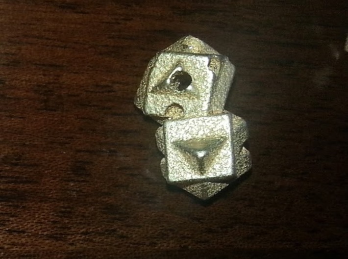 Worlds Collide bead charm 3d printed Gold steel polished