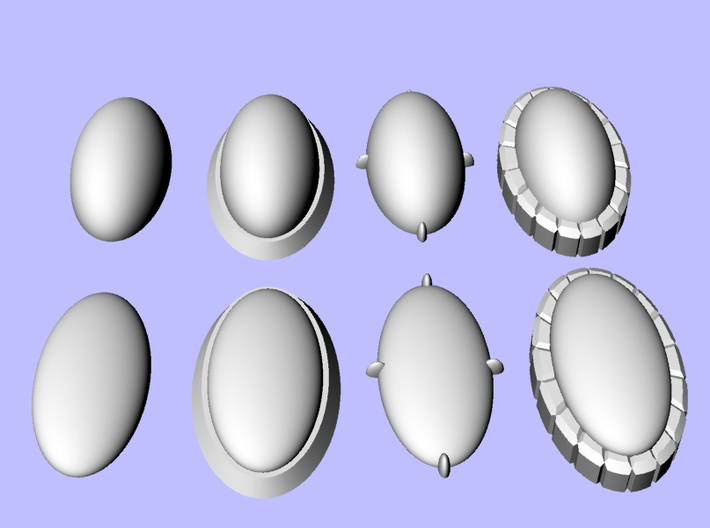 Set of Oval Gems for Terrain and Models 3d printed These are the shapes.  You will get many more gems.