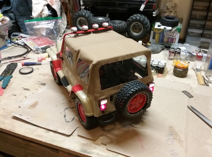 Tamiya Jeep Light Bar, Mirrors, rear fogs Assy 3d printed 