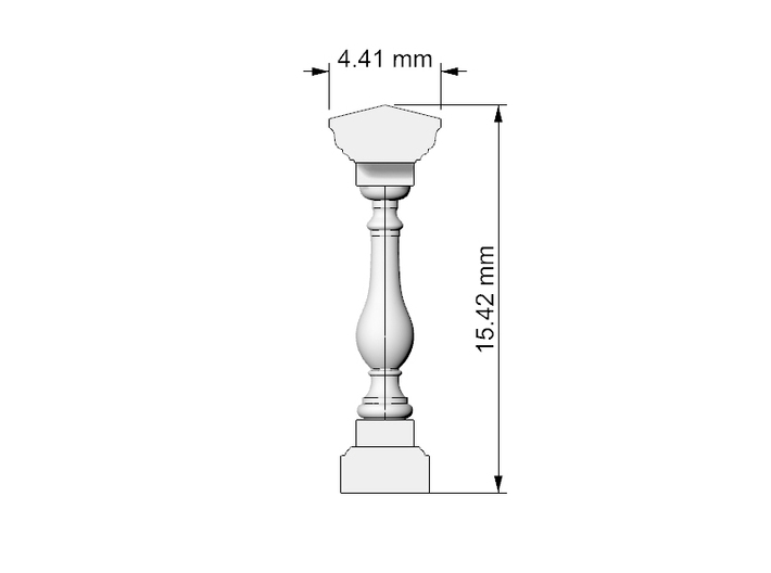 Baluster 01. 1:64 Scale  3d printed Dimensions