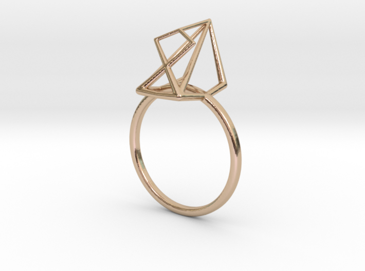 modern abstract minimalist diamond geometric ring 3d printed